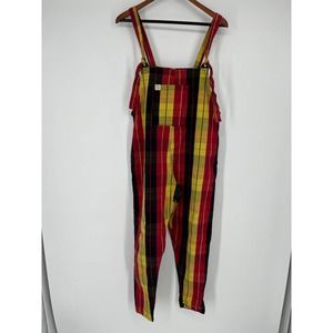 Lucy & Yak Organic Cotton Dungarees Sz M Red Yellow Black Plaid